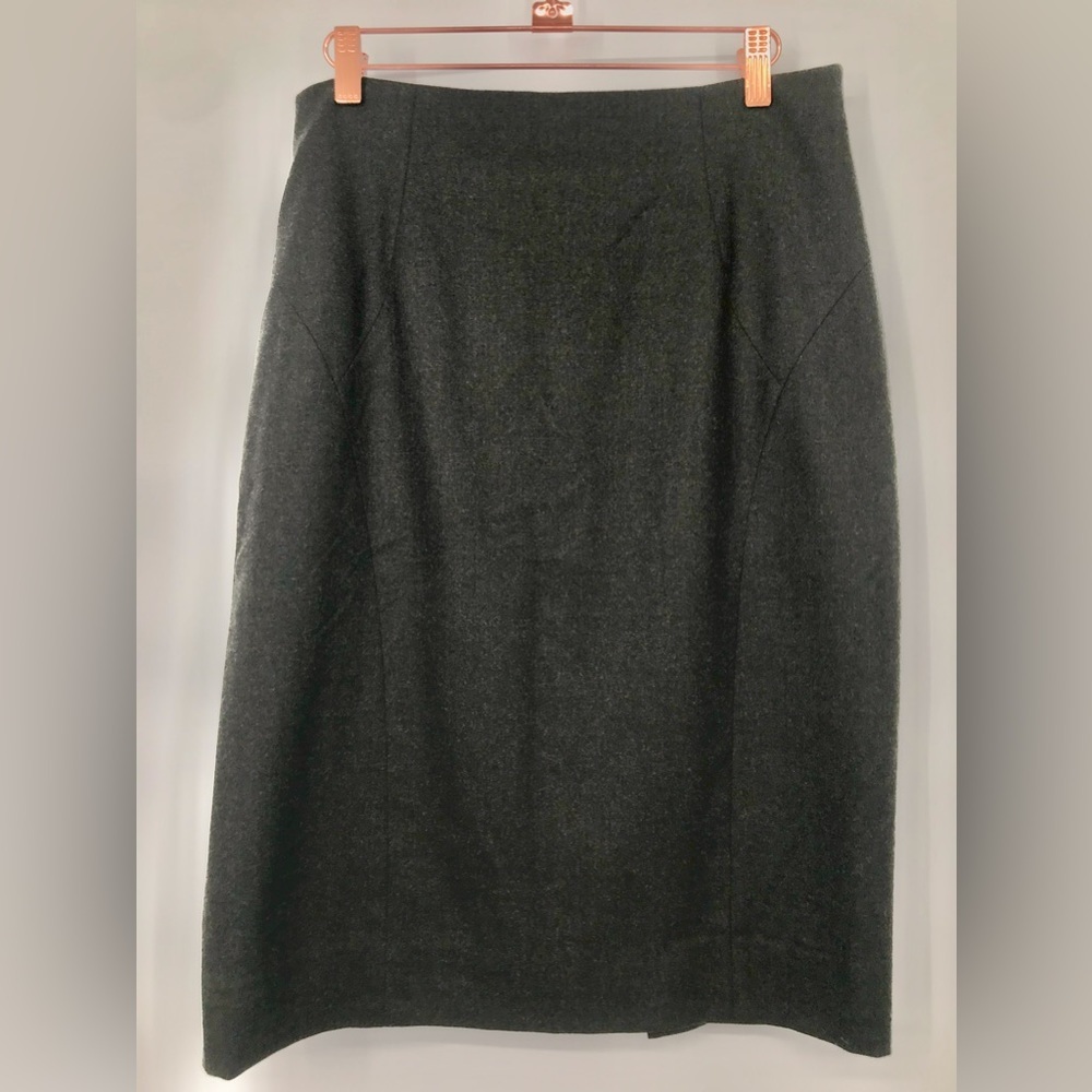 Escada Wool Dark Gray Skirt w Double Slits